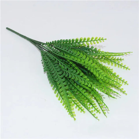 Home Garden Outdoor Wedding Decoration Fake Flower Accessory Plante Artificielle 7 Fork Plastic Fern Grass Green Leaf Fake Plant