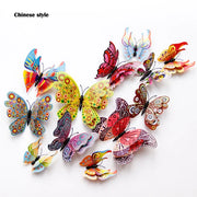 New Style 12Pcs Double Layer 3D Butterfly Wall Stickers Home Room Decor Butterflies For Wedding Decoration Magnet Fridge Decals