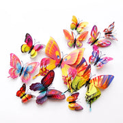 New Style 12Pcs Double Layer 3D Butterfly Wall Stickers Home Room Decor Butterflies For Wedding Decoration Magnet Fridge Decals