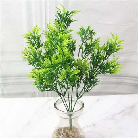 Home Garden Outdoor Wedding Decoration Fake Flower Accessory Plante Artificielle 7 Fork Plastic Fern Grass Green Leaf Fake Plant