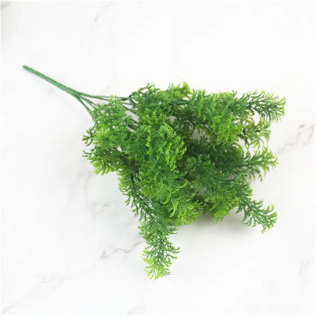 Home Garden Outdoor Wedding Decoration Fake Flower Accessory Plante Artificielle 7 Fork Plastic Fern Grass Green Leaf Fake Plant