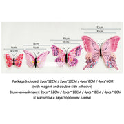 New Style 12Pcs Double Layer 3D Butterfly Wall Stickers Home Room Decor Butterflies For Wedding Decoration Magnet Fridge Decals