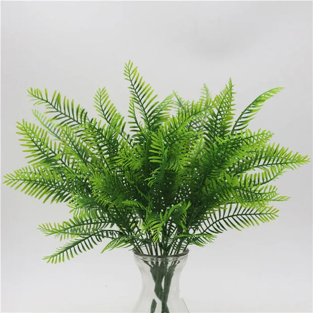 Home Garden Outdoor Wedding Decoration Fake Flower Accessory Plante Artificielle 7 Fork Plastic Fern Grass Green Leaf Fake Plant