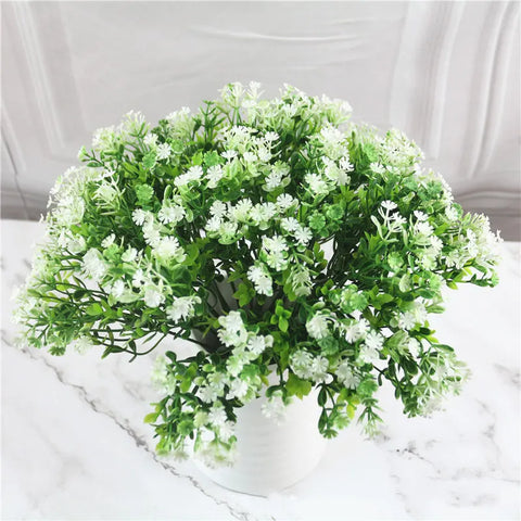 Home Garden Outdoor Wedding Decoration Fake Flower Accessory Plante Artificielle 7 Fork Plastic Fern Grass Green Leaf Fake Plant