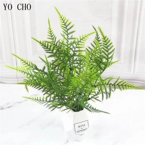 Home Garden Outdoor Wedding Decoration Fake Flower Accessory Plante Artificielle 7 Fork Plastic Fern Grass Green Leaf Fake Plant