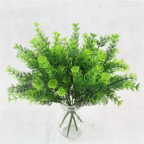 Home Garden Outdoor Wedding Decoration Fake Flower Accessory Plante Artificielle 7 Fork Plastic Fern Grass Green Leaf Fake Plant