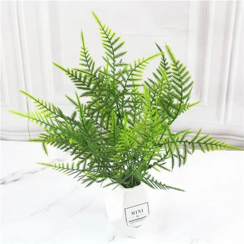 Home Garden Outdoor Wedding Decoration Fake Flower Accessory Plante Artificielle 7 Fork Plastic Fern Grass Green Leaf Fake Plant