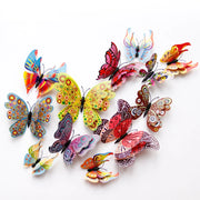 New Style 12Pcs Double Layer 3D Butterfly Wall Stickers Home Room Decor Butterflies For Wedding Decoration Magnet Fridge Decals