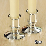 2pcs Traditional Shape Taper Standard Candle Holders Silver/Gold Candlestick Electronic Candles Wedding Dinner Home Decor