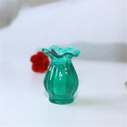 Simulation Glass Lace Vase Model Dollhouse Miniature Mini Living Room Decor Miniature Flower Vase Doll House Accessories