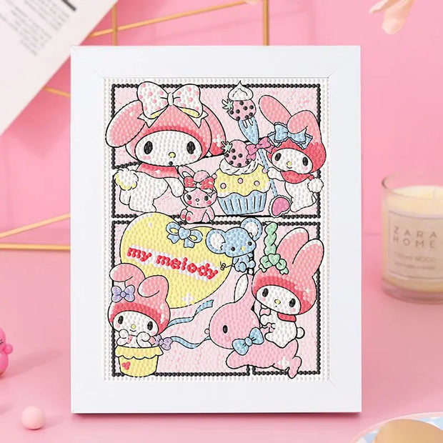 Sanrio Cartoon Diamond Painting DIY Kuromi moldey Diamond Sticker Handmade Decorative Painting Frame Dot Diamond Painting Gift