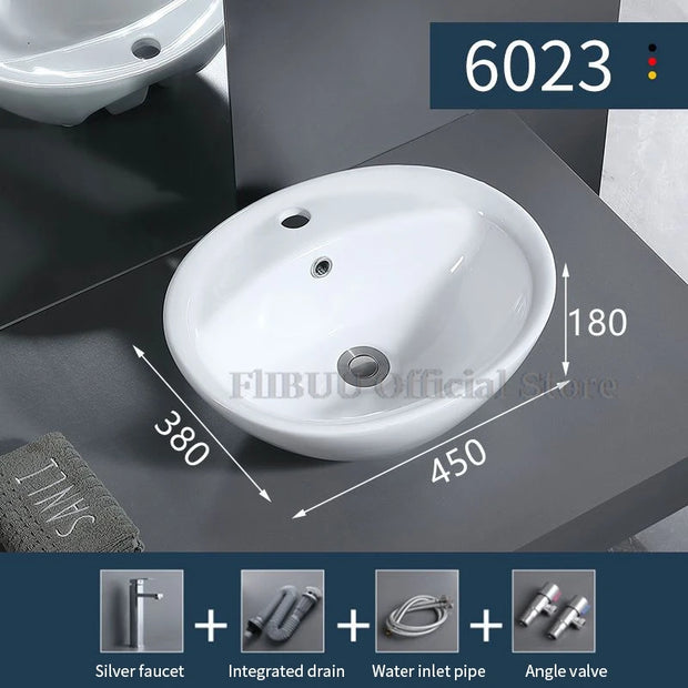 Ceramic Bathroom Vessel Sink Bowl Above Counter Ceramic Sink Bowl Lavatory Wash Hand Basin Countertop Basin Wash Bowl Porcelain