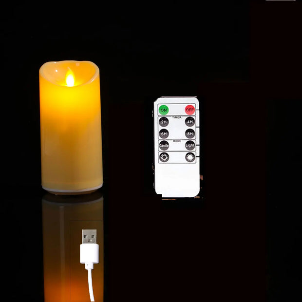 1 or 3 Pieces USB Charge Remote Control LED Decorative Moving Wick Candles,10/12.5/15 cm Rechargeable Dancing Church Candles