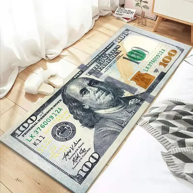 Euro Dollar Rug Bedroom Living Room Carpet Hallway Long Strip 3D Carpet Anti-slip Floor Mat Soft Kitchen Mat Home Room Decoratio