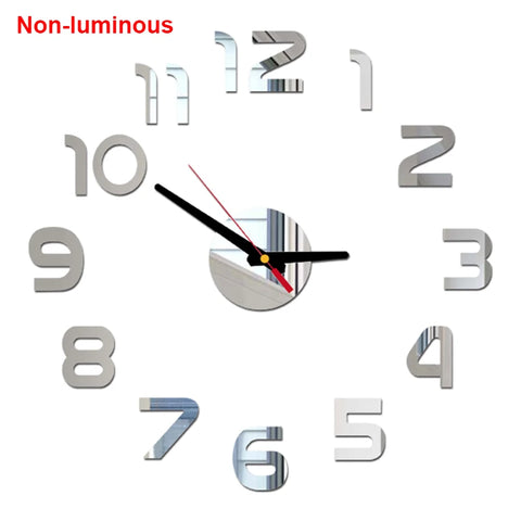 reloj de pared Luminous Wall Clock DIY Quartz Watch Clocks Acrylic Mirror Stickers Horloge Murale Wall Decor Home Decoration HOT