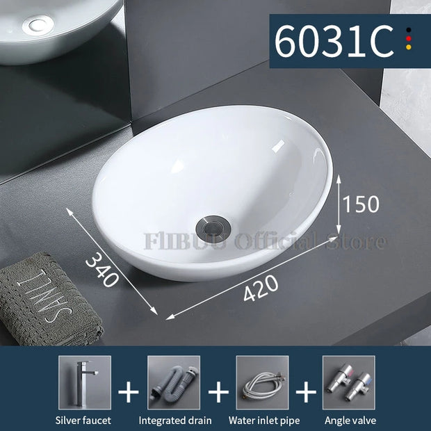 Ceramic Bathroom Vessel Sink Bowl Above Counter Ceramic Sink Bowl Lavatory Wash Hand Basin Countertop Basin Wash Bowl Porcelain