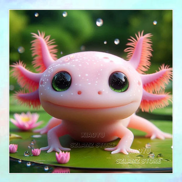 DIY Diamond Painting Cute Axolotl Full Square/Round Diamond Mosaic Cartoon Animal Art Rhinestone Picture 5D Home Decor