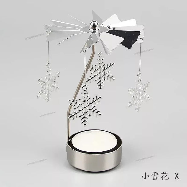 Metal Rotating Spinner Carousel Candle Tea Light Holder Table Rotating Transfer Windmill Decoration Home Elegance Candle Holder