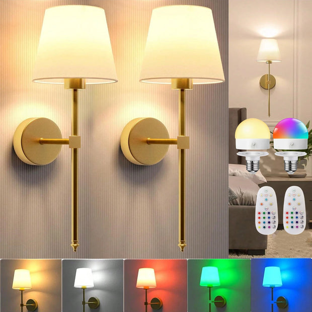 Wireless battery powered wall lamp rechargeable wall lamp dimmable detachable bulb remote control 10 color wireless wall lamp