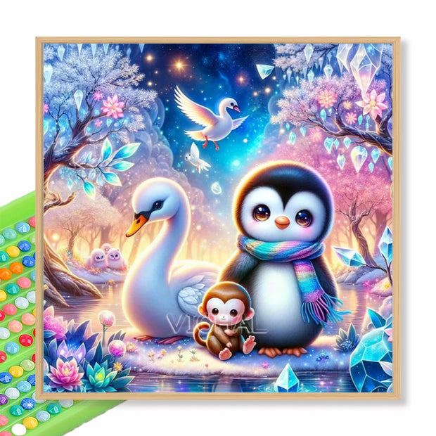 5D DIY Cartoon Diamond Painting Set Colorful Animal Full Diamond Mosaic Embroidery Penguin Fox Bear Cross Stitch Home Decoration