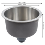 Kitchen Round Sink  Round Kitchen Sink Stainless Steel  Round Basin with Drainpipe Fitting 30cm Diameter  Round Sink