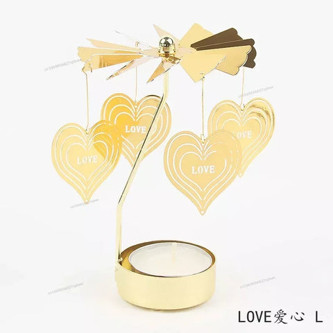 Metal Rotating Spinner Carousel Candle Tea Light Holder Table Rotating Transfer Windmill Decoration Home Elegance Candle Holder