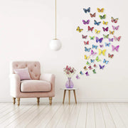 12pcs/set New Arrive Mirror Sliver 3D Butterfly Wall Stickers Party Wedding Decor DIY Home Decorations