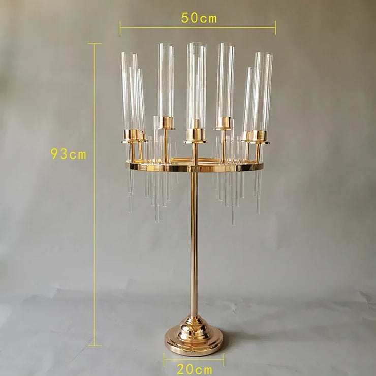 Metal Candlestick for Party Decoration, Candle Holders, Wedding Table Centerpieces, Flower Vases, Road Lead, 9 Heads