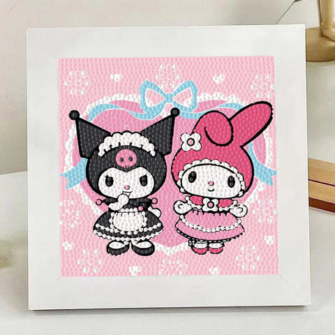 Children's Diamond Painting Card Handmade DIY Cartoon Diamond Stickers Sanrio Kuromi Sponge Baby Puzzle Gift