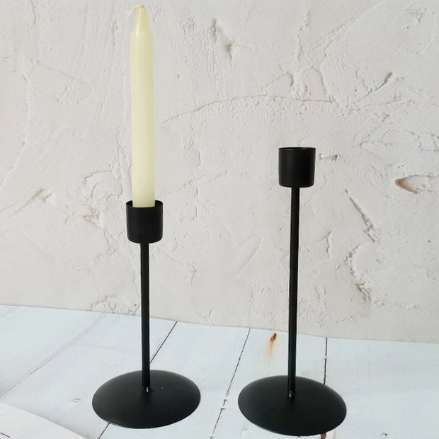 2Pcs Metal Candle Holders Candlestick Holder for Table Black Candle Holder for Home Wedding Dinning Party Anniversary Decor