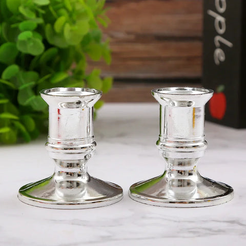 A pair of 2.2cm inner diameter 5.8cm wide and high candle holders with gold and silver bases candle holder  wedding decoration