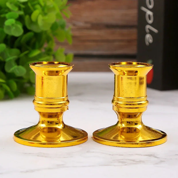 A pair of 2.2cm inner diameter 5.8cm wide and high candle holders with gold and silver bases candle holder  wedding decoration