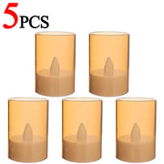 10/1PCS LED Electronic Candles Acrylic Cup Flameless Warm Light Candle Battery Powered Wedding Birthday Party Decoration Lights