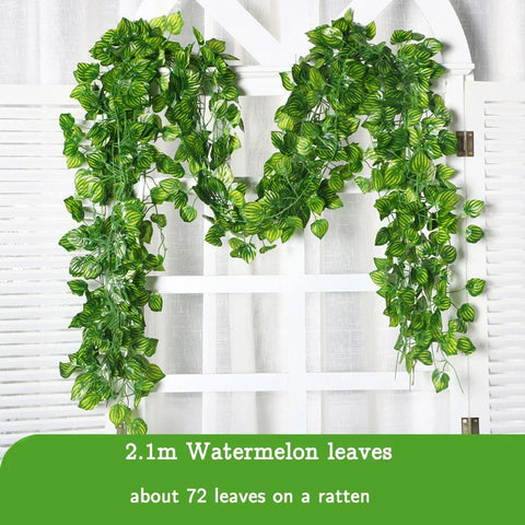 72pcs Leaves 2.1m Artificial Plants Green Ivy Garland Wall Hanging Vine Silk Ivy Leaf Home Garden Decoration Wedding Wreath Leaf