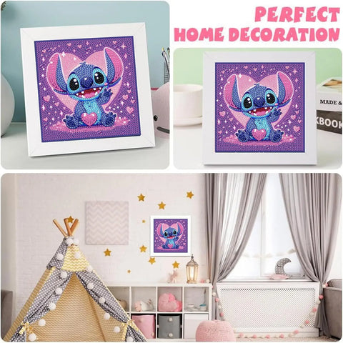 Disney Stitch Bright Diamond Crystal Frame Diamond Decorative Painting 5d DIY Children's Handmade Girl Sticker Painting