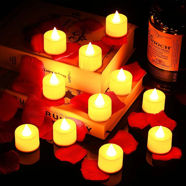 1/12Pcs LED Candle Battery Powered Flameless Tea Candle Fake Candle Lamp Wedding Birthday Party Home Decoration Lamp Candlestick