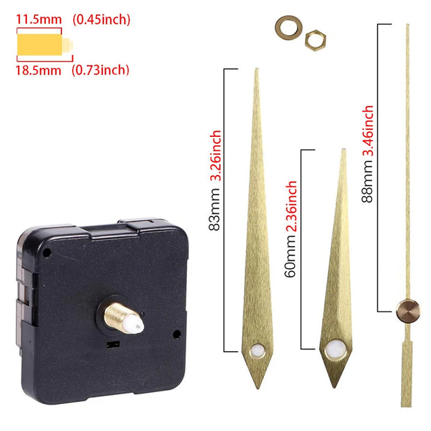 Clock Mechanism Silent Quartz Movement Machine Wall Hands Pointer Set Clockwork Table Long Shaft DIY Watches Repair Parts