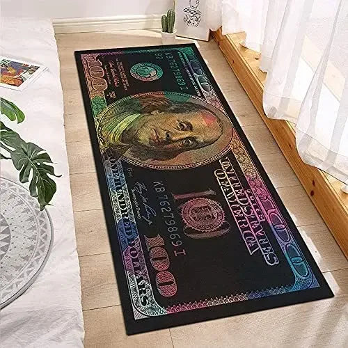 Black Gold 100 Dollar Bill Money Kitchen Floor Mat Home Entrance Doormat Corridor Balcony Long Rugs Bedroom Bedside Foot Pad