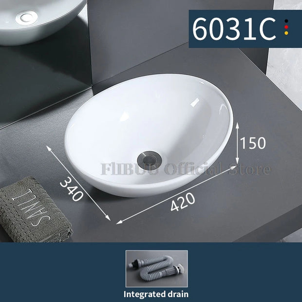 Ceramic Bathroom Vessel Sink Bowl Above Counter Ceramic Sink Bowl Lavatory Wash Hand Basin Countertop Basin Wash Bowl Porcelain