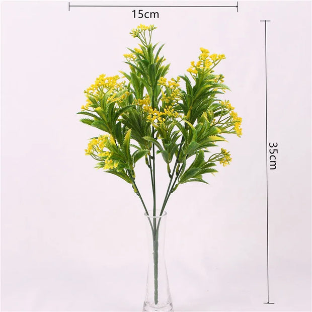 Home Garden Outdoor Wedding Decoration Fake Flower Accessory Plante Artificielle 7 Fork Plastic Fern Grass Green Leaf Fake Plant