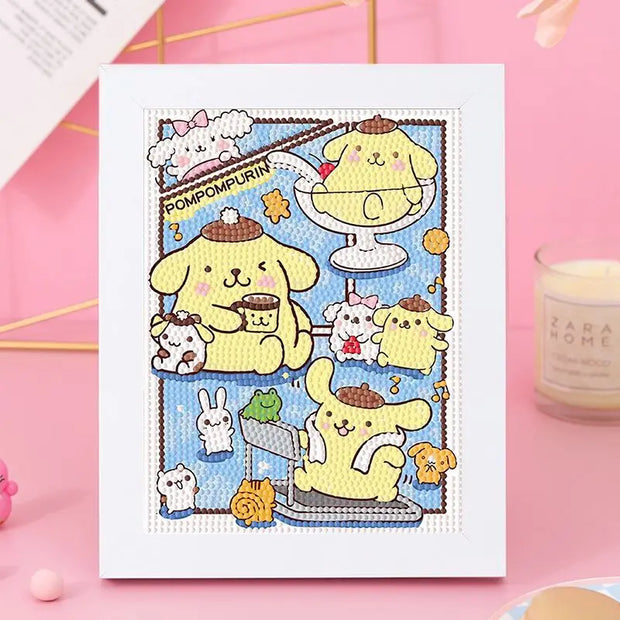 Sanrio Cartoon Diamond Painting DIY Kuromi moldey Diamond Sticker Handmade Decorative Painting Frame Dot Diamond Painting Gift