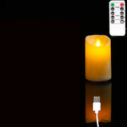 1 or 3 Pieces USB Charge Remote Control LED Decorative Moving Wick Candles,10/12.5/15 cm Rechargeable Dancing Church Candles