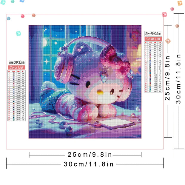 Sanrio Diamond Mosaic Hello Kitty Cross Stitch Embroidery Rhinestones Picture New Arrival Painting Cartoon Decor For Home