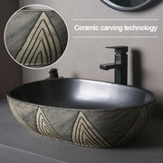 Ceramic Porcelain Table Sink Rectangular Bathroom Vessel Sink Vanity Bowl Art Basin Balcony Lavatory Countertop Washing Basin