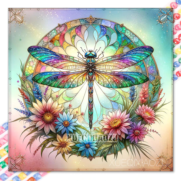 5D Diamond Painting Set Dragonfly and Hummingbird Full Round Rhinestone Art DIY Diamond Painting Home Wall Decoration Gifts