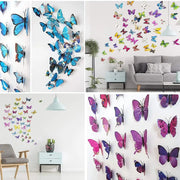 12pcs/set New Arrive Mirror Sliver 3D Butterfly Wall Stickers Party Wedding Decor DIY Home Decorations