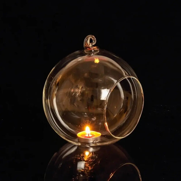 Glass Art Hollow Ball Candle Container Hanging Artistic Atmosphere Wedding Candle Holder Heat-resistant Transparent