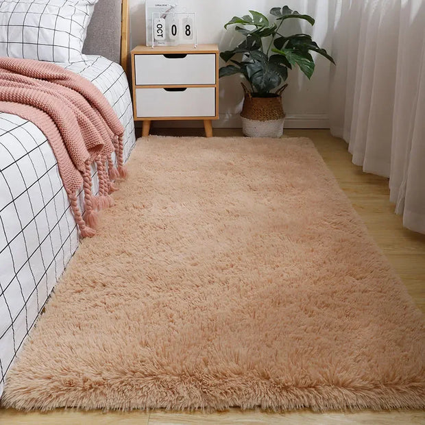 Fluffy Cream White Woolen Rug for Luxurious Bedroom and Living Room Decor - Bedroom and Living Room Soft and Cozy Silk Wool Rugs