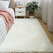 Solid Color Silk Wool Bedside Blanket for Girls Ins Bedroom Plush Carpet Silicone Non Slip Bottom Living Room Carpet  Cute Rug