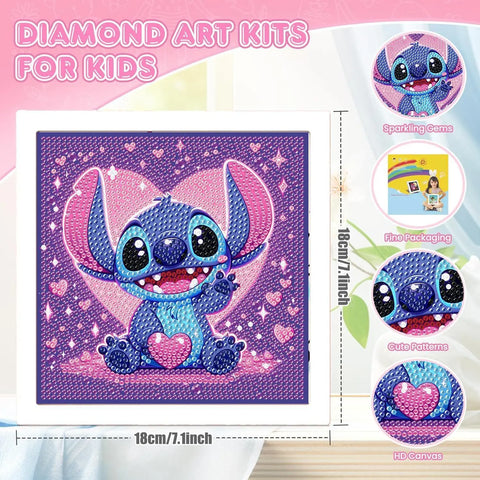 Disney Stitch Bright Diamond Crystal Frame Diamond Decorative Painting 5d DIY Children's Handmade Girl Sticker Painting